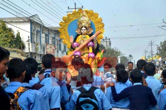 Tripura School, College students gear up to celebrate Saraswati Puja 